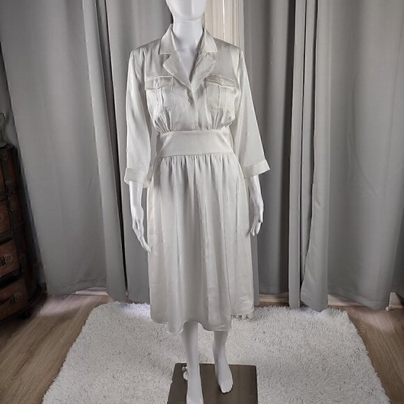 Mary Crafts Women's White A-Line Side Zip Elegant Dress Size 8 (NWT) - Picture 1 of 15